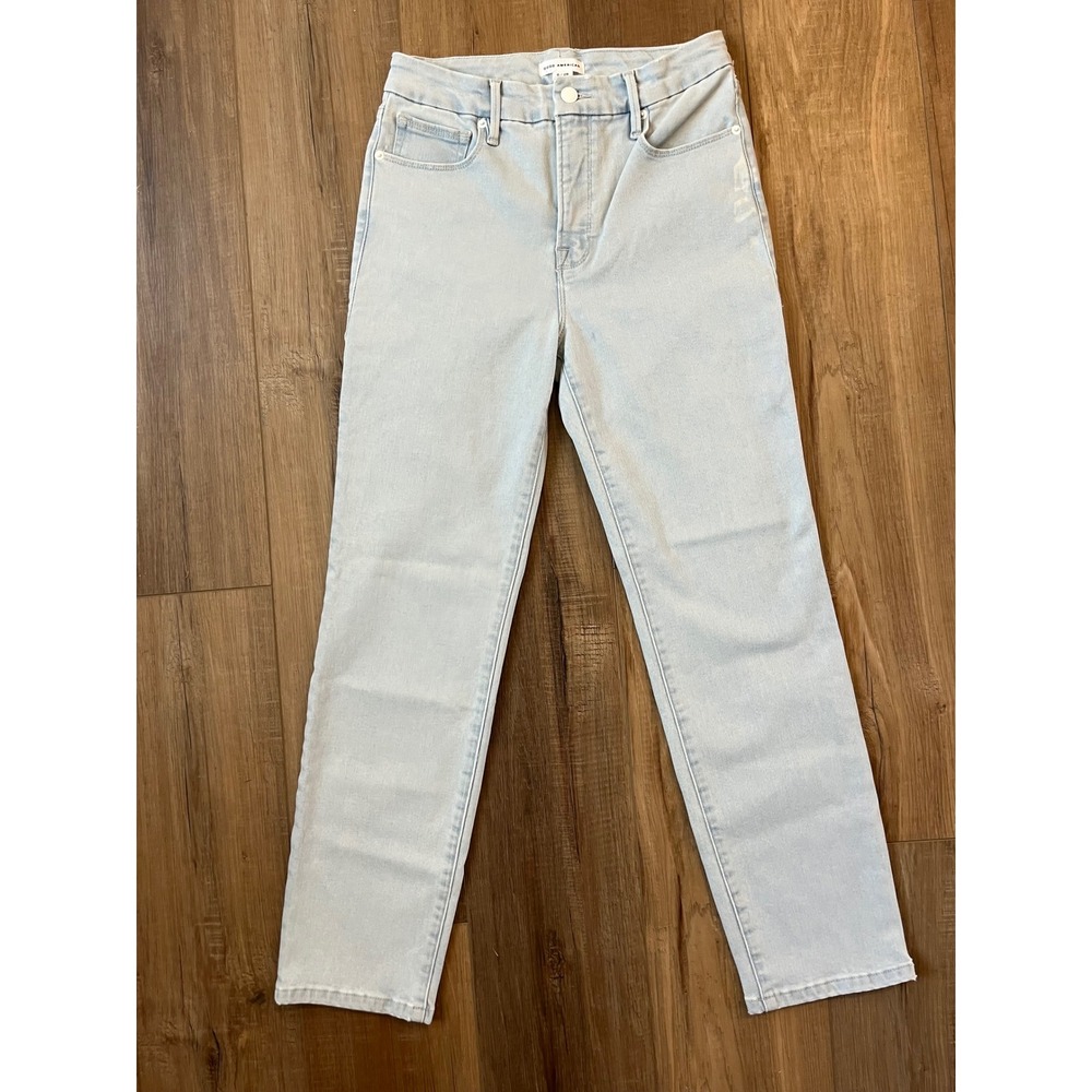 Good‎ American Good Straight High Rise Jeans Light Blue Wash Size 6/28 - Picture 4 of 12